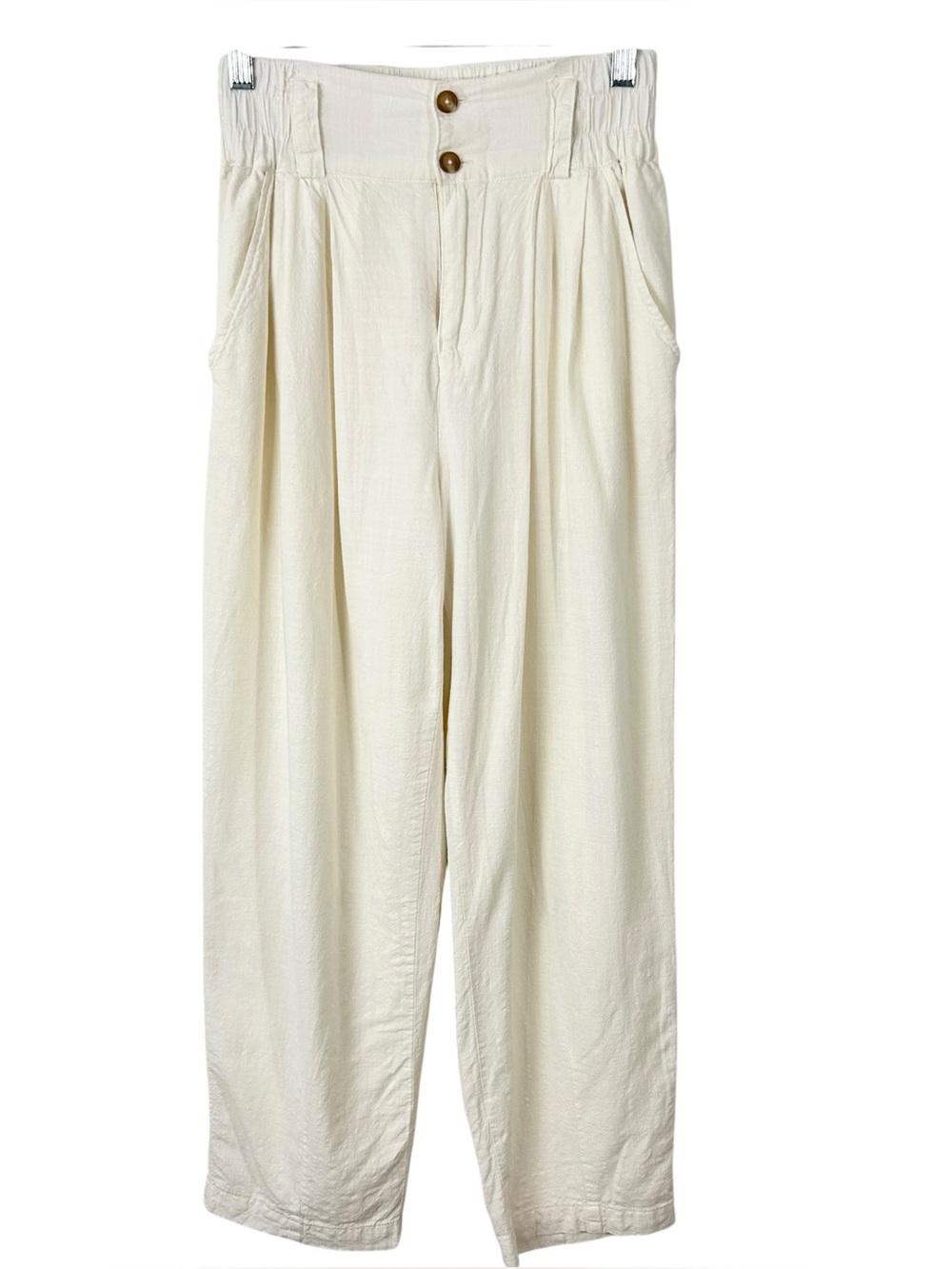 Urban Outfitters Ivory Pleated High Rise Cotton Cropped Pants size XS